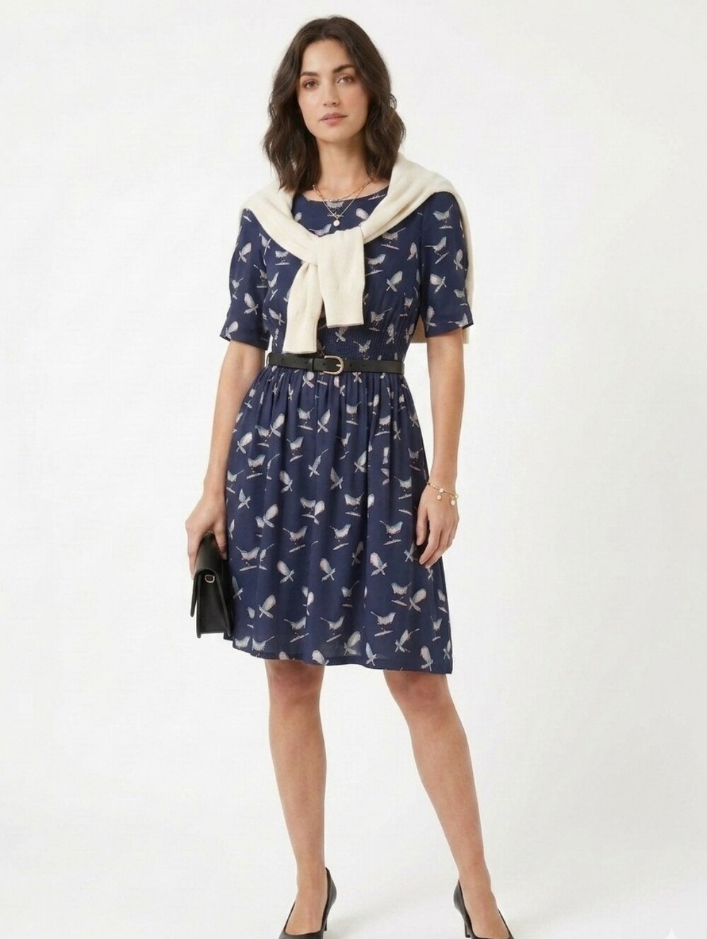 Navy Bird Mini Dress